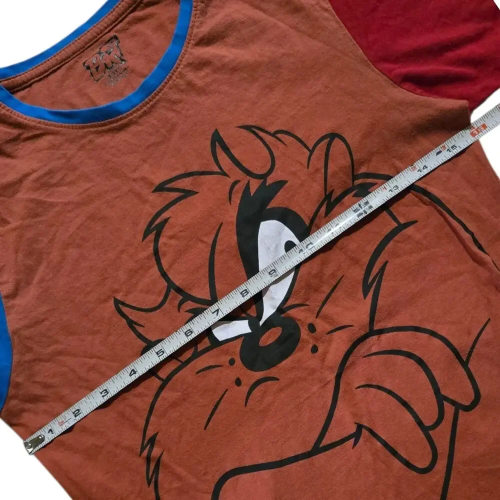 Vintage Looney Tunes Taz colorblock tee Unisex Kid SZ 13 Retro Cartoon Shirt